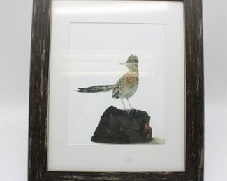 Framed Signed Roadrunner Lithograph by Penelope Krebs