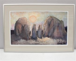 Framed Original Watercolor Painting by E.R. Welsh