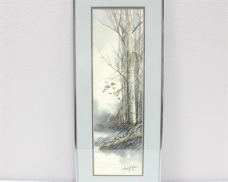 Framed Signed Ducks Landing Print by Supote Krikul
