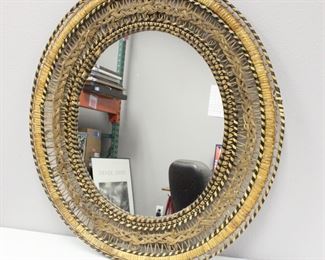 Large Woven Rattan Framed Wall Mirror