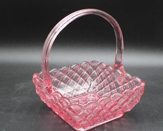 Square Pink Glass Basket