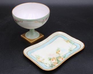 La Seynie Limoges Trinket Tray & Pedestal Cup
