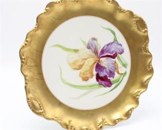 Limoges Ceramic Gilded Flower Plate