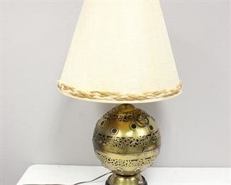 Large 2-Bulb Illuminated Brass Orb Table Lamp
