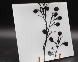 Torre & Tagus Translucent White & Black Square Tray
