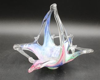 Unique Multicolored Angular Glass Basket