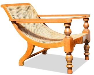 Plantation Chair with Swing-Out Leg Rests and Cane Backing