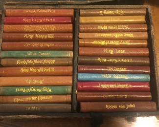 MIniature Shakespeare book set in case.