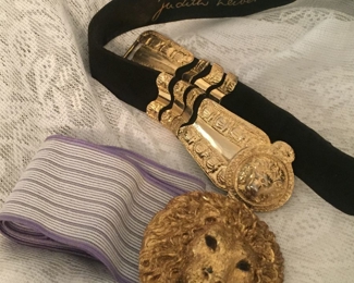 Judith Leiber - Gold Medallion Lion Head.