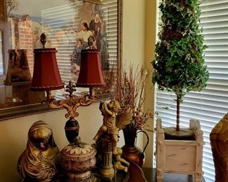 Corner Topiary End Table & Wingback Chairs!