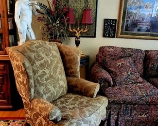 Pair of Golden Wingback Chairs! Loveseat!