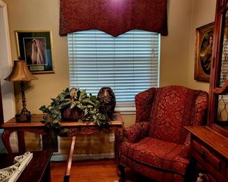 Wingback Chair. Sofa Table. Lamp & Artwork!