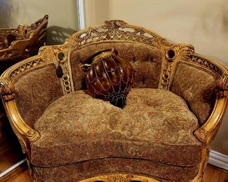 Charming Antique Parlour Chair. Vintage Hanging Light. 