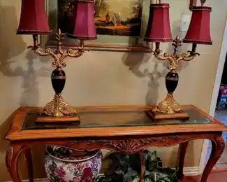 Pair of Quality Lamps. Large Fishbowl on stand. 