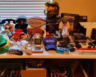 Xylophone. Footballs. Flutes. Halloween hats. Cards. Star Wars. 250+ DVD movies!