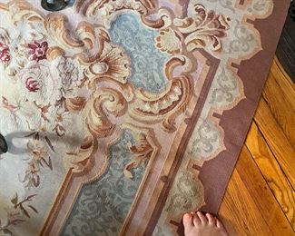 Handcrafted, flatweave needlepoint Aubusson vintage carpet