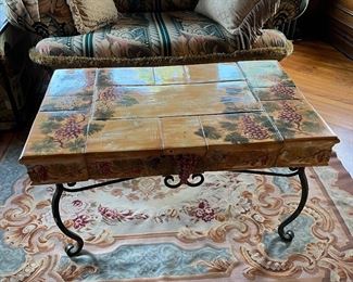 Tile, table and hand painting by the artist Rubino