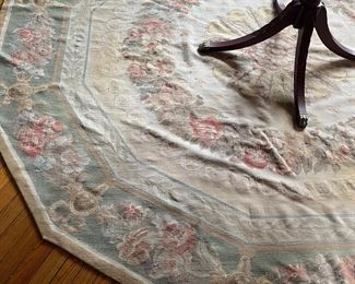 Hand crafted flatweave octagon, vintage Aubusson carpet