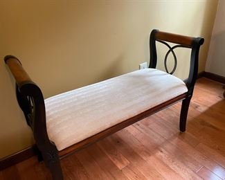 king bed set padded bench
