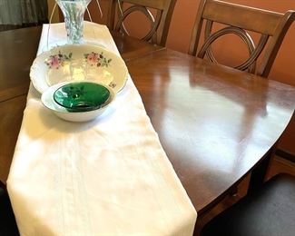 wood table with insert, 6 chairs