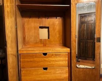 Antique  wood wardrobe with three locking doors