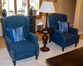 Vibrant blue plush chairs(x2)