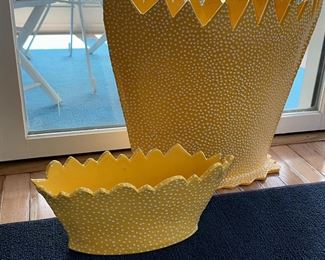 Jan Pugh large vase has two repairs at
 Edge top 