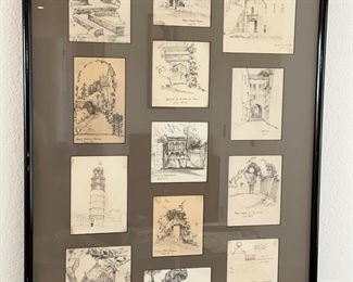 These drawings are by Theodore M. Kohankie (Philadelphia 1930 landscape architect) pages from his sketch book travels to Italy etc. 