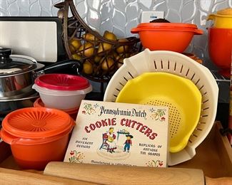 Pennsylvania Dutch Cookie Cutters, Vintage Tupperware, Collanders