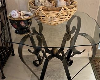 Iron and Glass End Table, Shells