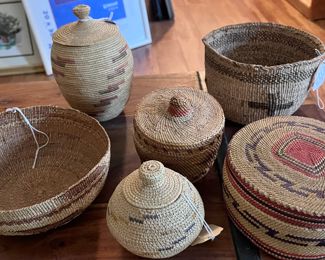 Native American baskets....Alaska, Oregon, California