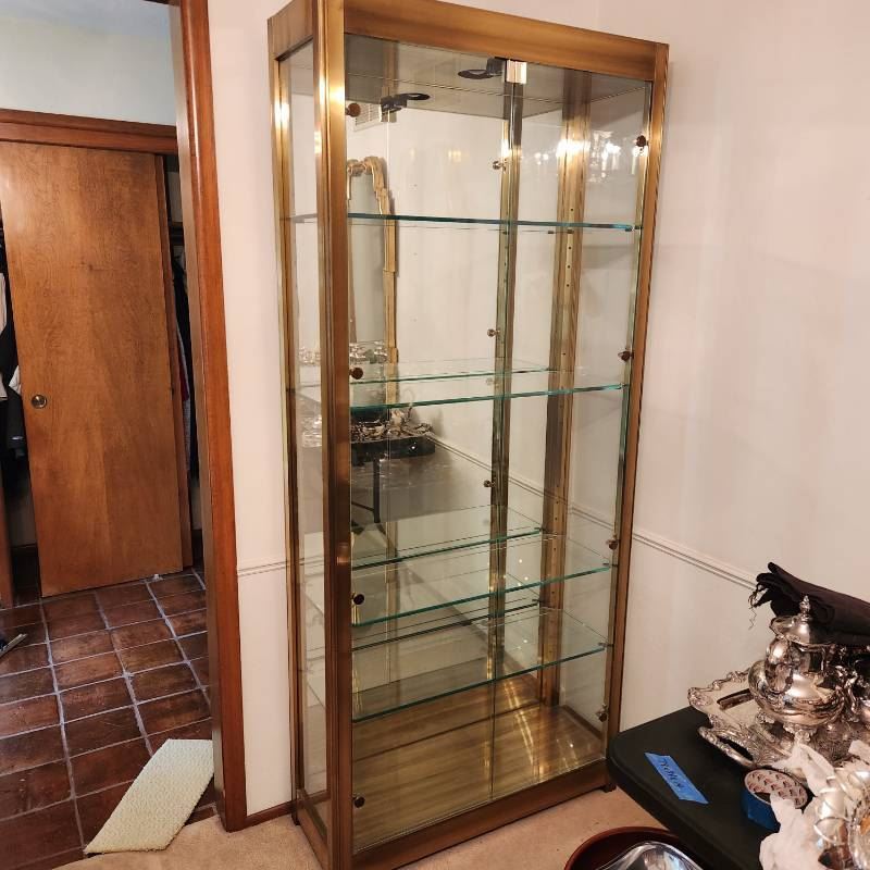 Metal & glass lighted curio/display cabinet 78 x 34 x 14
