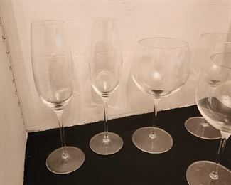 2 Tiffany & Co. crystal flutes and 4 Luigi Bormioli crystal wine glasses