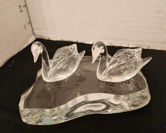 Lenox glass swans