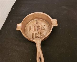 Vintage Cast iron "I Like Ike" mini skillet/ashtray 5.5 x 4.5