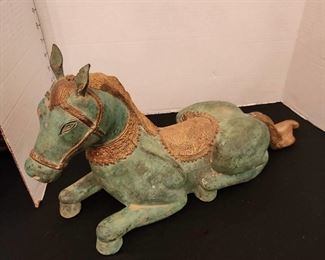 Vintage bronze? resting horse 10 x 20 heavy