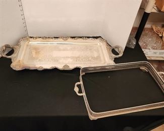 Silverplate tray and casserole dish tray