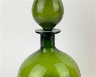 Vintage Glorious Green Glass Art Decanter