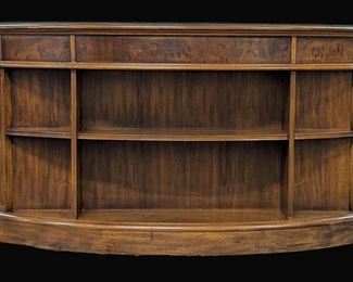 Drexel Heritage Italian Burled Walnut Glass Top Writing Desk -Kidney Shaped