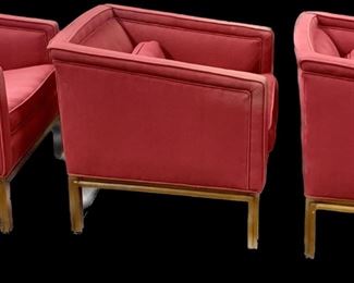 Saporiti Italia Vintage Burgundy Arm Chairs - Set of 3