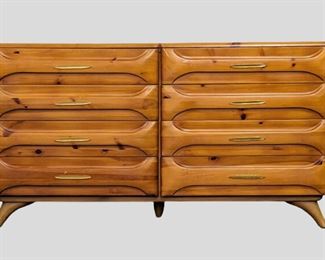  Rare Franklin Shockey Hand Burnished Sculpted Pine Dresser