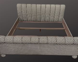 Black and White Plush King Headboard/Footboard and Frame!