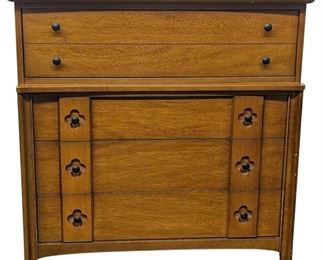 United Furniture Mid Century High Chest Wood Dresser