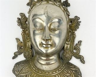 Tibetan Tara Mask Wall Hanging - Metal