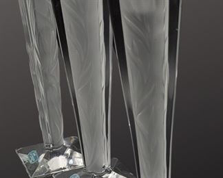 Trio of Cristal J G Durand Art Deco Candlesticks - France