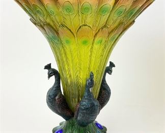 Tiffany Inspired Plastic Peacock Plumage Vase #1 of 2