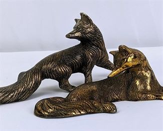 Vintage Solid Brass Fox Figurines