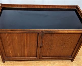 MCM Walnut Wood and Black Micarta Rolling Cart