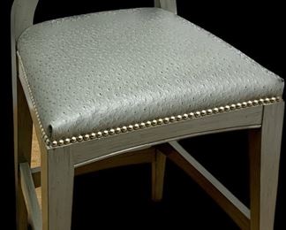 Woodbridge Furniture Grey Leather and Wood Bar Stool