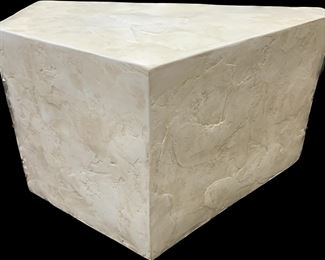 Postmodern West by Midwest Faux Travertine Triangular Side Table - 1990
